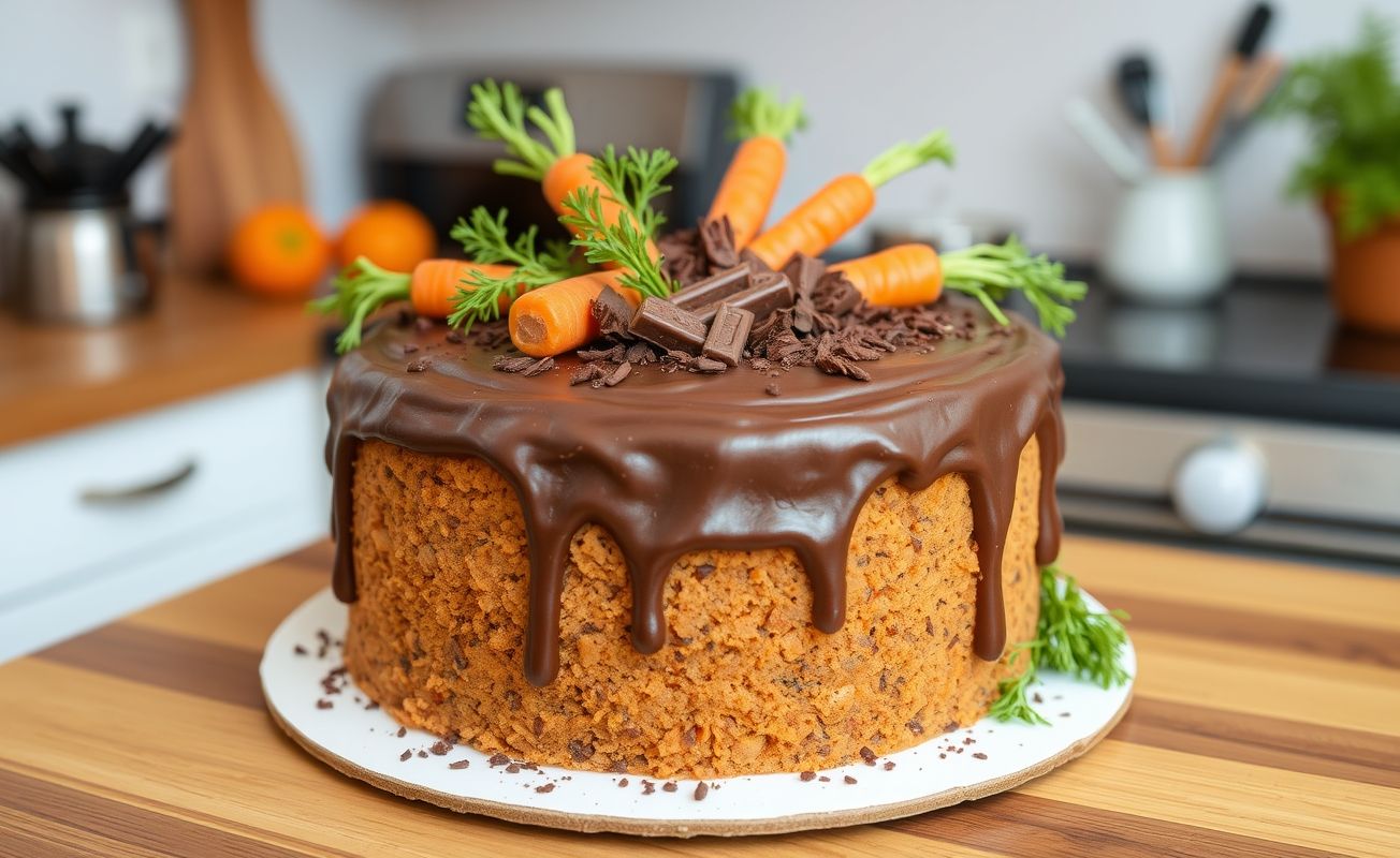 Bolo de cenoura com cobertura de chocolate