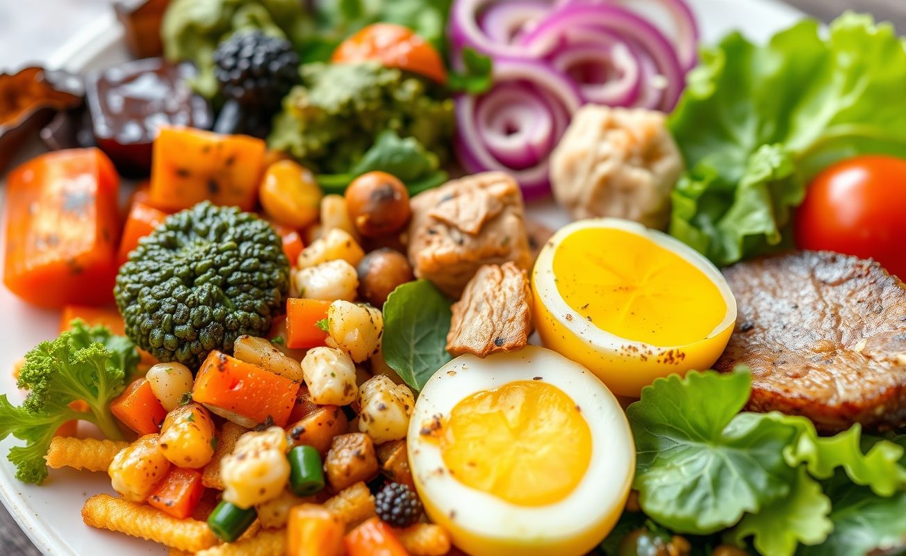Refeições saudáveis low carb variadas.