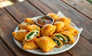 Deliciously baked Pastel Integral with a crispy golden crust and colorful fillings, served on a rustic table.