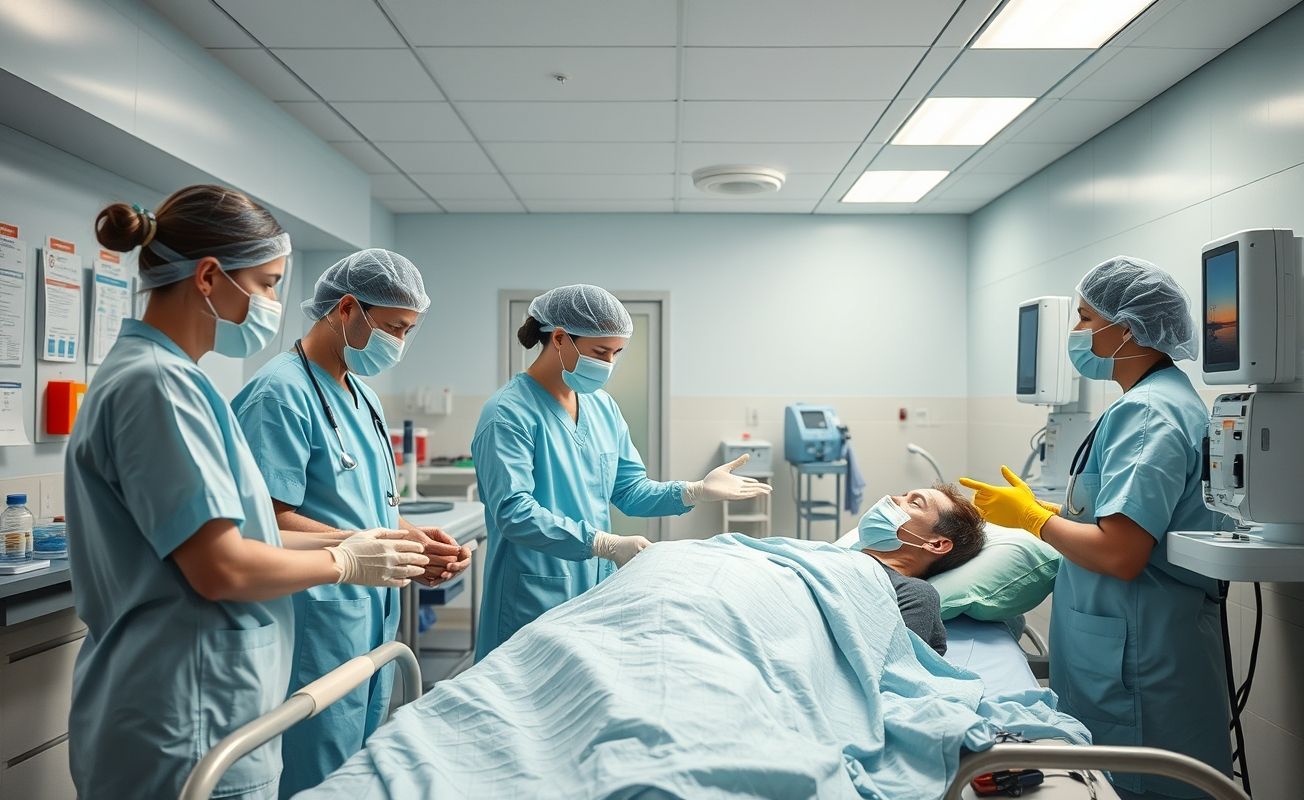 Atendimento médico em hospital durante surto respiratório.